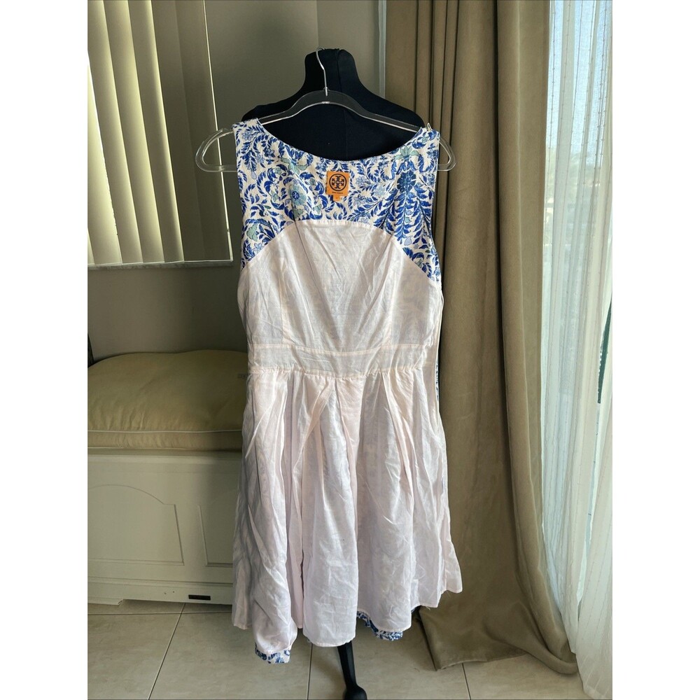 Tory Burch Ramona Fit & Flare Dress Floral Blue Silk Blend celeb Runway 12 $450 - Picture 16 of 16